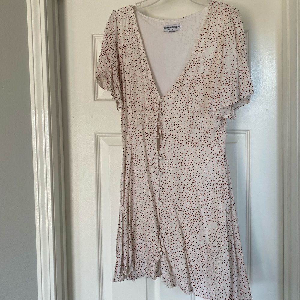 Spotted dress with button front-small